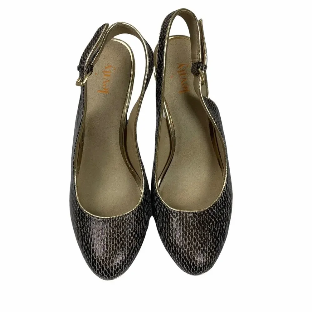 Levity Jillian Faux Snakeskin Leather Slingbacks Size 6 M